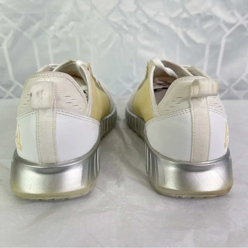 Reebok Flashfilm White & Silver Metallic Running Training Shoes Size 10
